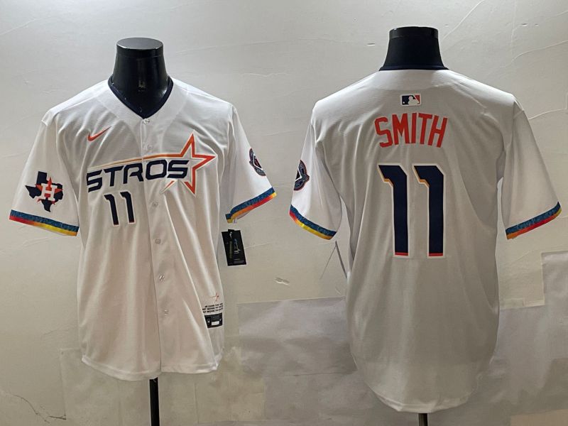 Men Houston Astros 11 Smith White Fourth generation Joint Name 2025 Nike MLB Jersey style 3
